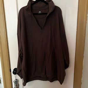 Aerie Brown Ribbed Quarter Zip